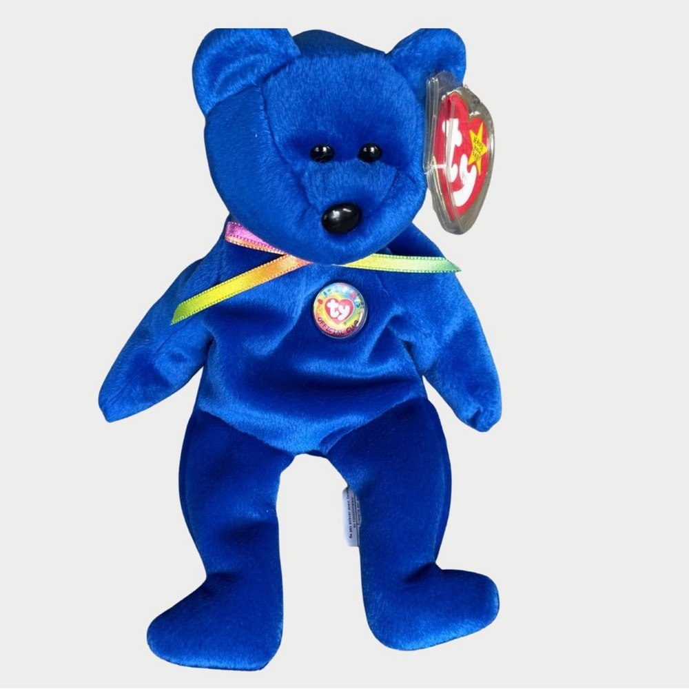 Ty Clubby 1998 Teddy Bear Beanie Baby Special Members Only Blue Bear 💜 BOGO